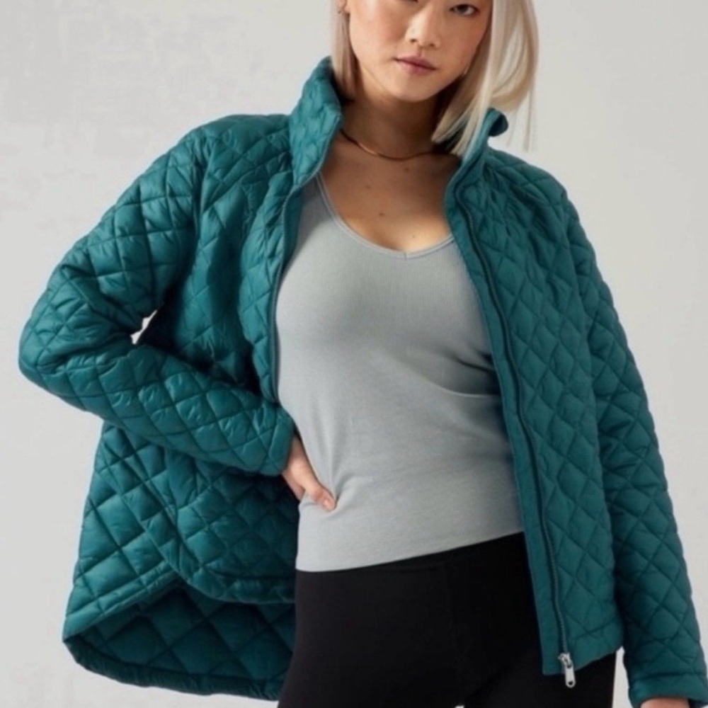 Athleta Teal Quilted Puffer Jacket